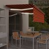 vidaXL Toldo retr&aacute;ctil manual con persiana y LED naranja y marr&oacute;n 4x3m