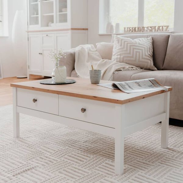 Finori Mesa de centro Bergen 56A blanco y roble artesanal