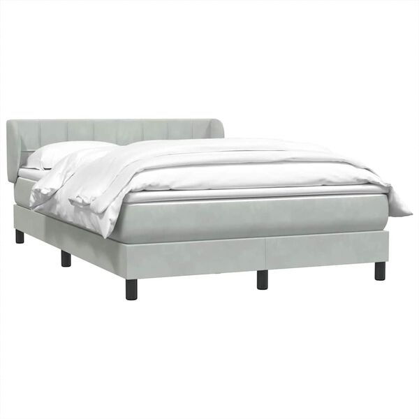 vidaXL Cama box spring con colch&oacute;n terciopelo gris claro 160x220 cm