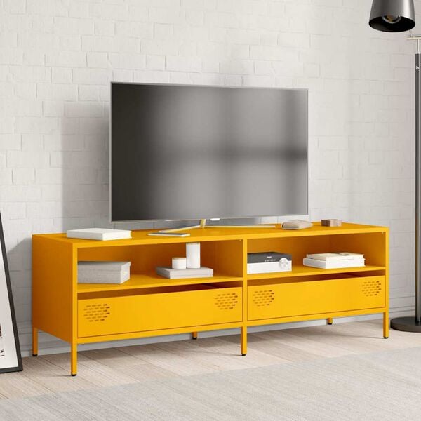 vidaXL Mueble para TV acero laminado en frío amarillo 135x39x43,5 cm
