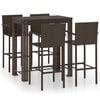 vidaXL Muebles de bar de jard&iacute;n 5 pzas rat&aacute;n PE reposabrazos marr&oacute;n
