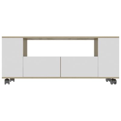 vidaXL Mueble de TV madera contrachapada blanco y roble 120x35x43 cm