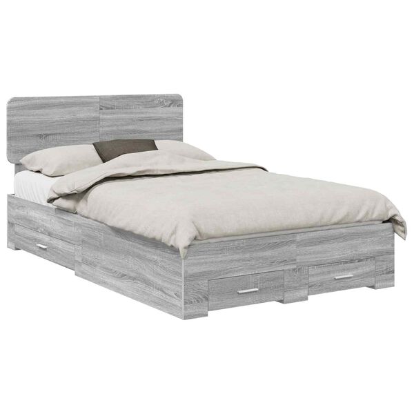 vidaXL Estructura de cama con cabecera Gris Sonoma 135 x 190 cm