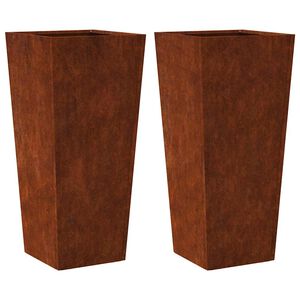 Jardineras de jard&iacute;n vidaXL 2 uds 35x35x75 cm Acero oxidado
