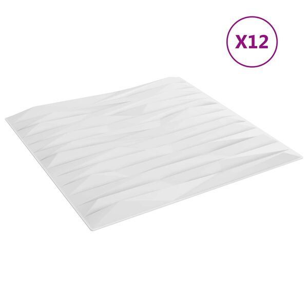 vidaXL Paneles de pared 12 pcs Piedra Blanca 50 x 50 cm Espuma XPS