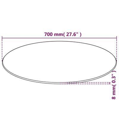 vidaXL Tablero de mesa de cristal templado redondo 700 mm
