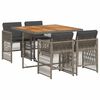 vidaXL Set comedor de jard&iacute;n 5 piezas con cojines rat&aacute;n sint&eacute;tico gris