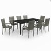 vidaXL Juego de comedor para jard&iacute;n 9 piezas gris y negro