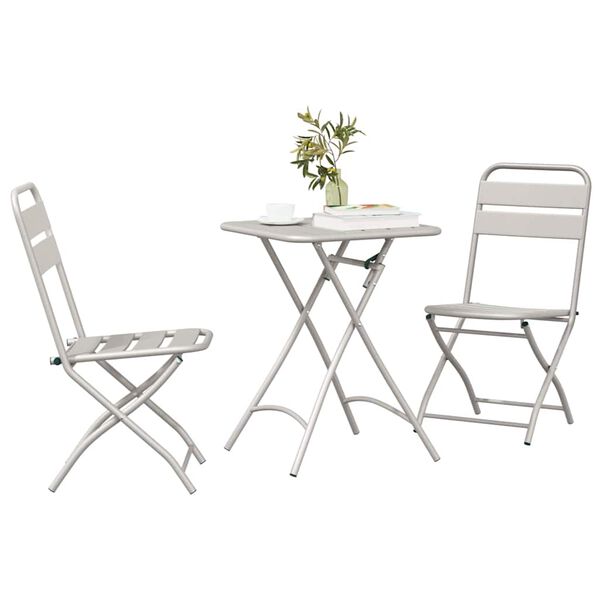 vidaXL Conjunto bistro 3 pcs Beige Acero