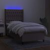 vidaXL Cama box spring colch&oacute;n y luces LED gris taupe 80x200 cm