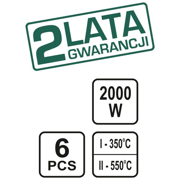 Lund Pistola de aire caliente con accesorios 2000 W