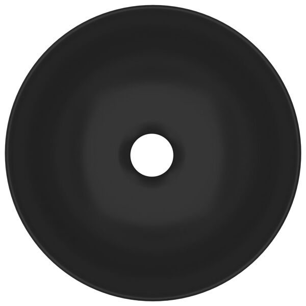 vidaXL Lavabo de cuarto de ba&ntilde;o redondo cer&aacute;mica negro mate
