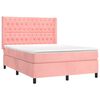 vidaXL Cama box spring colch&oacute;n y LED terciopelo rosa 140x190 cm
