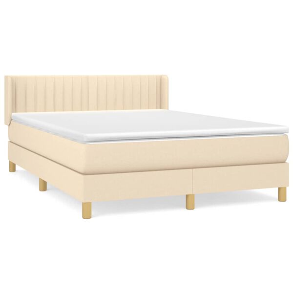 vidaXL Cama box spring con colch&oacute;n tela color crema 140x190 cm