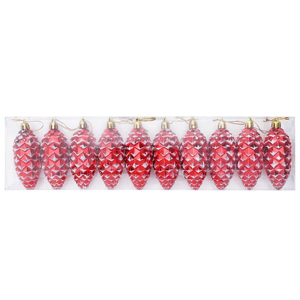 vidaXL Bola de Pi&ntilde;a de Navidad 40 pcs Rojo Pl&aacute;stico