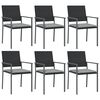 vidaXL Sillas jard&iacute;n cojines 6 uds rat&aacute;n sint&eacute;tico negro 54x62,5x89 cm