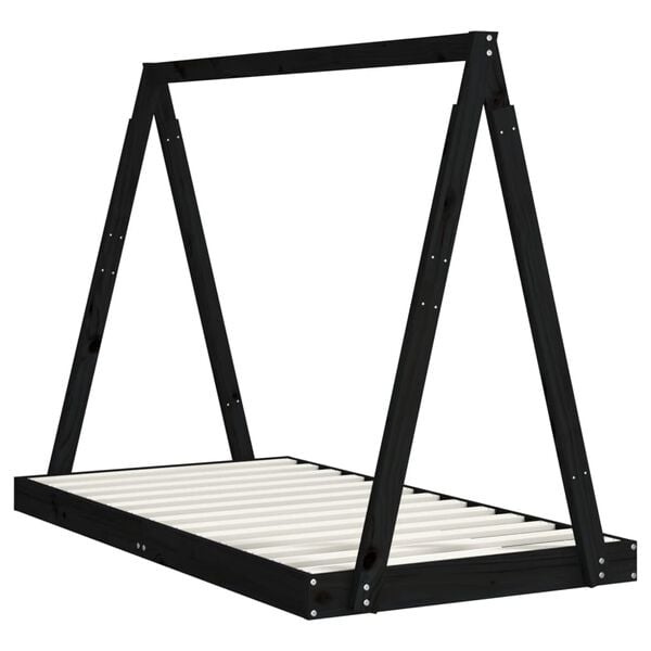 vidaXL Estructura de cama para ni&ntilde;os madera de pino negro 80x160 cm