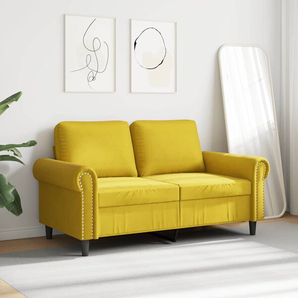 vidaXL Sof&aacute; de 2 plazas terciopelo amarillo 120 cm