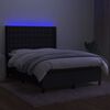 vidaXL Cama box spring colch&oacute;n y luces LED tela negro 140x200 cm