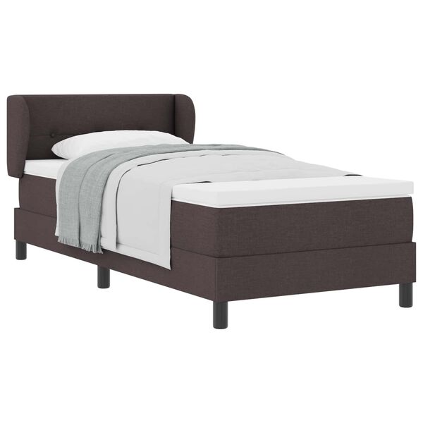 vidaXL Cama tipo Box Spring con colch&oacute;n Marr&oacute;n Oscuro 90 x 190 cm tela