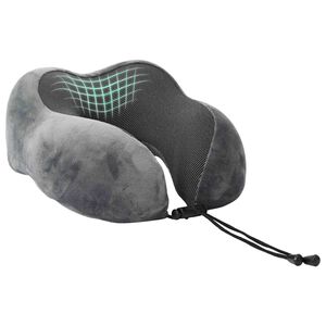vidaXL Almohada de viaje para el cuello Gris Espuma Viscoel&aacute;stica