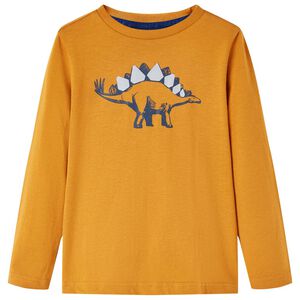 Camiseta infantil de manga larga ocre oscuro 92