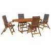 vidaXL Conjunto de comedor exterior con parasol 6 uds. 4 plaza