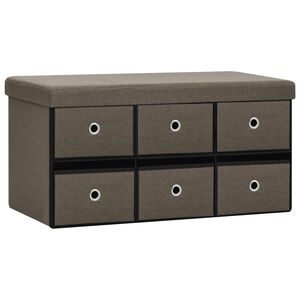 vidaXL Banco de almacenaje plegable lino sintético marrón 76x38x38 cm
