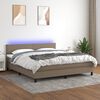 vidaXL Cama box spring con colch&oacute;n LED tela gris taupe 160x200 cm