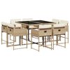 vidaXL Set comedor de jard&iacute;n 9 pzas con cojines rat&aacute;n sint&eacute;tico beige