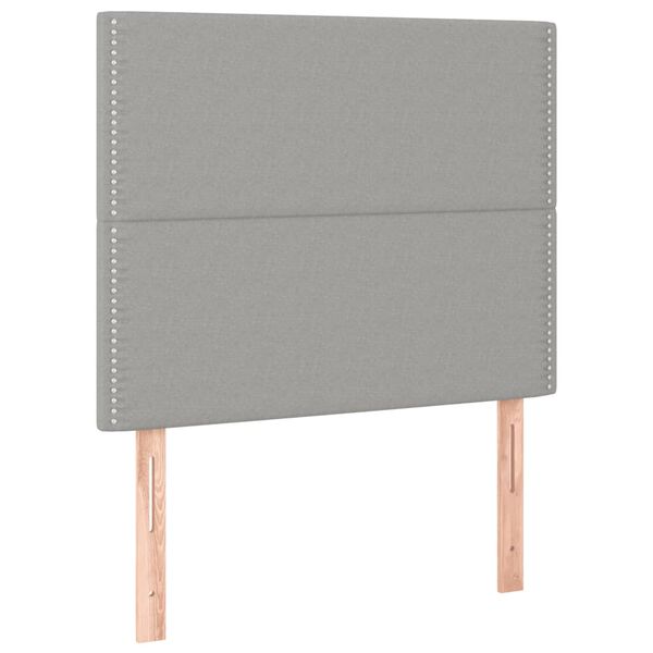 vidaXL Cabecero con luces LED tela gris claro 90x5x118/128 cm