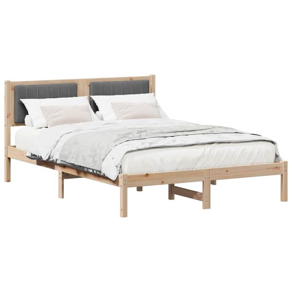 vidaXL Estructura de Cama con Cabecera Tapizada Gris oscuro