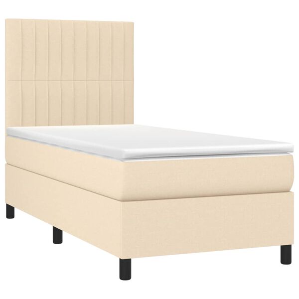 vidaXL Cama box spring con colch&oacute;n tela color crema 80x200 cm