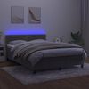 vidaXL Cama box spring colch&oacute;n y LED terciopelo gris claro 140x200 cm