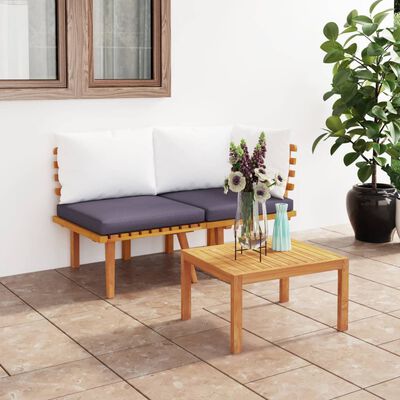 vidaXL Set muebles de jardín 2 pzas con cojines madera maciza acacia