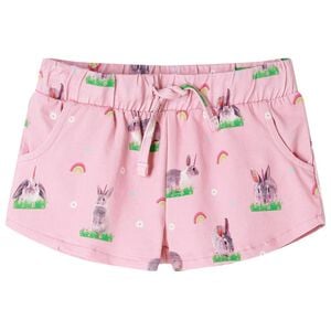 Pantalones cortos infantiles con cord&oacute;n rosa claro 128