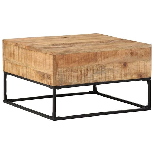 vidaXL Mesa de centro madera de mango rugosa 68x68x41 cm