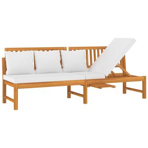 vidaxL Sof&aacute; cama con coj&iacute;n madera maciza acacia crema 200x60x75 cm