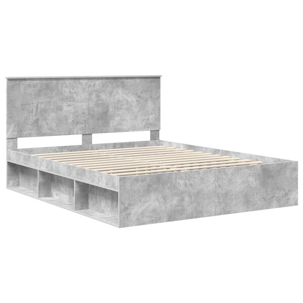 vidaXL Estructura de cama Concreto 160 x 200 cm Madera de pino macizo