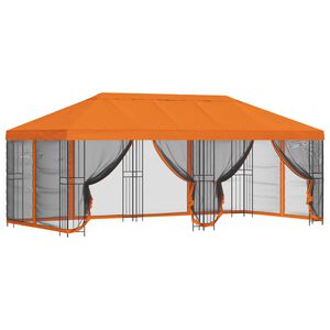 vidaXL Gazebo con paredes laterales 6 x 3 m Naranja Poli&eacute;ster y Acero