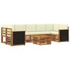 vidaXL Conjunto de sof&aacute;s de exterior 8 uds. Natural y Crema