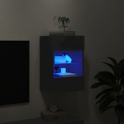 vidaXL Mueble de TV de pared con luces LED negro 40x30x60,5 cm