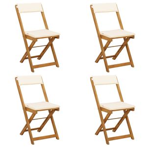 vidaXL Sillas Bistro de Exterior 4 uds. Blanco Crema