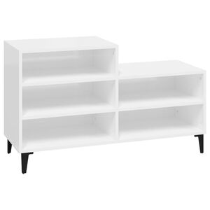 vidaXL Zapatero madera contrachapada blanco brillo 102x36x60 cm