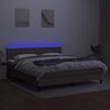 vidaXL Cama box spring colch&oacute;n y luces LED tela gris taupe 160x200 cm