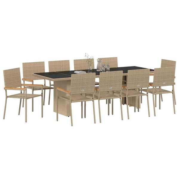 vidaXL Conjunto de Comedor de Jard&iacute;n 11 pcs Beige rat&aacute;n sint&eacute;tico