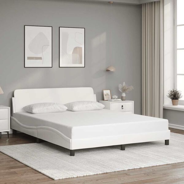 vidaXL Estructura de cama Dover cuero sint&eacute;tico blanco 160x200cm