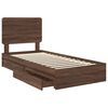 vidaXL Cama con almacenamiento con cabecera Roble Marr&oacute;n 90 x 190 cm