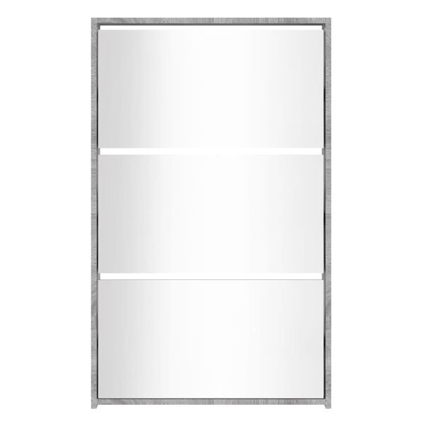 vidaXL Mueble zapatero y espejo 3 niveles gris Sonoma 63x17x102,5 cm