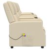 vidaXL Sill&oacute;n reclinable masaje 4 plazas y portavasos cuero PE crema